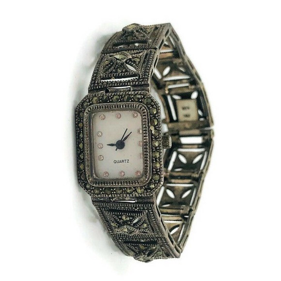tank Accessories - Ladies Tank Wristwatch  Marcasite Sterling